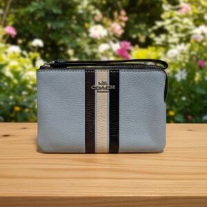 Coach Waterfall Midnight Multi Stripe Corner Zip Wristlet Wallet (NWT)